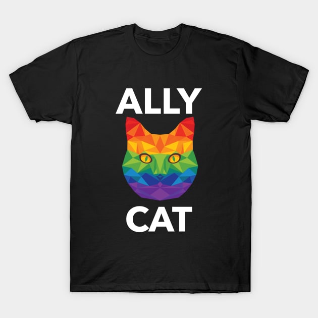 LGBTQ | Ally Cat | Pride Gift | Be Kind | Funny LGBTQ Gift Idea | Cat Lover | Kitty Lover | Love Is Love | Rainbow T-Shirt by Pomorino